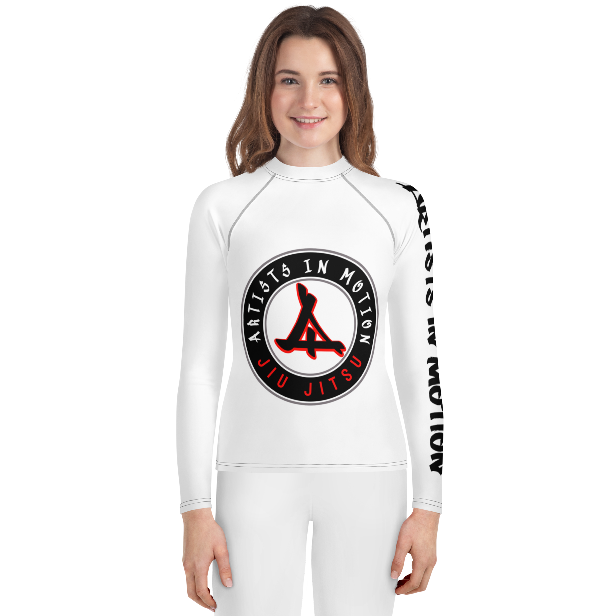 Youth rash guard white front view